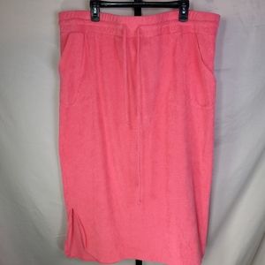 Belle Beach by Kim Gravel 2X Terry Cloth Strech Skirt W/ Drawstring Waist Coral